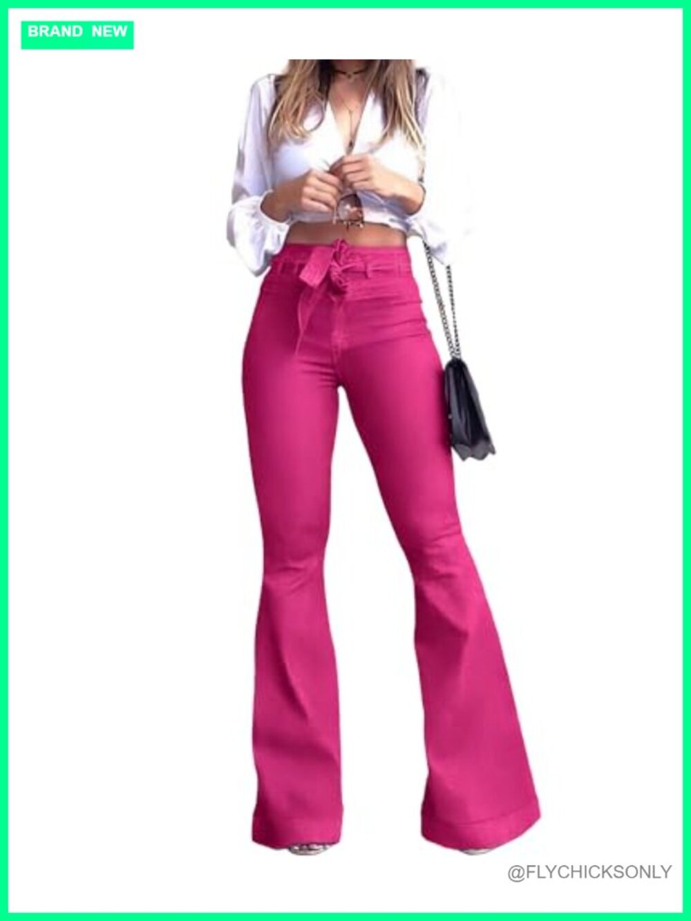 High Waisted Bell Bottom Jeans Flare Wide Leg Stretch Denim with Belt